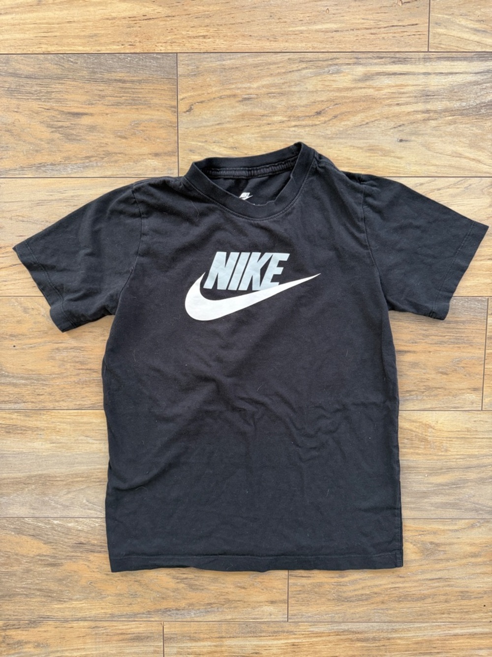 Nike Black Tee with White Logo - Kids Short Sleeve